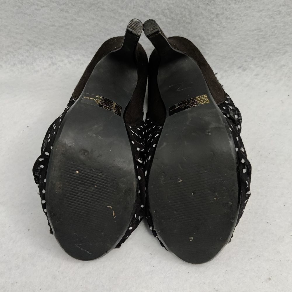 Pinup Rockabilly Polka Dot Ruffle Peep Toe Platform Stiletto Heels Womens Sz 7.5 - Picture 9 of 14